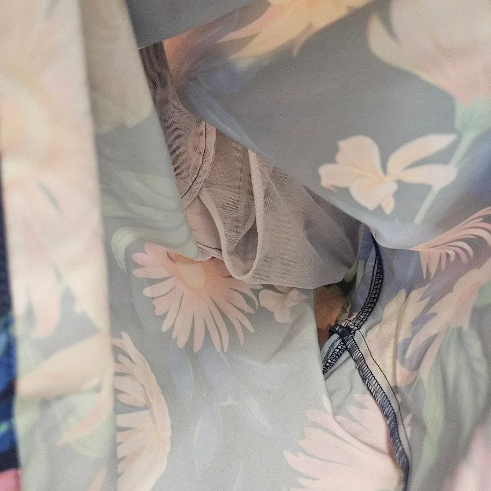 Chubbies Swim Trunks Men XXL Navy Blue Floral 7in Inseam Mesh Liner Board Shorts